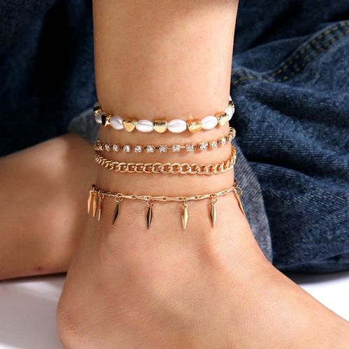 2Pcs(Pair) Bohemia Multi Colors Seed Beaded Ankle Bracelet Colorful Seed  Beaded Charm Anklet For Summer