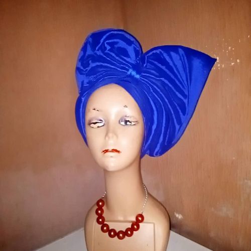 product_image_name-Fashion-Autogele, Pre Tied Gele Blue (Ready To Wear Gele) Round - One Inch)-1