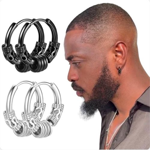 Black/Silver Stainless Steel Men Silver Earring at Rs 36/pair in Mumbai