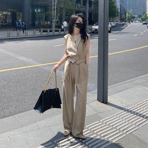 Two Piece Sleeveless Top Casual Wide Leg Pant Set