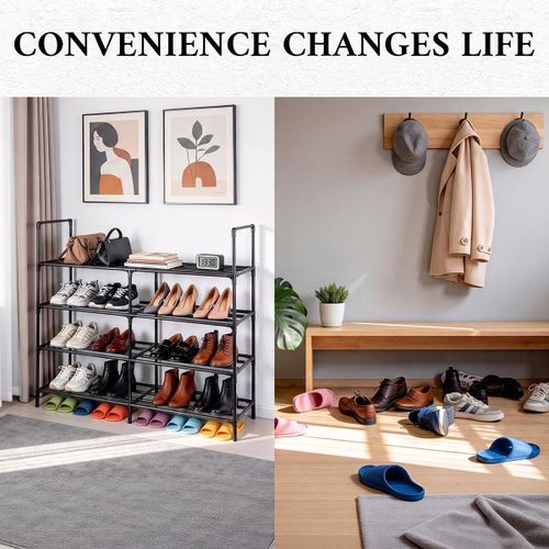Generic 4-Tier Metal Shoe Rack Hat Rack, Entryway Durable Storage Organizer - image 7