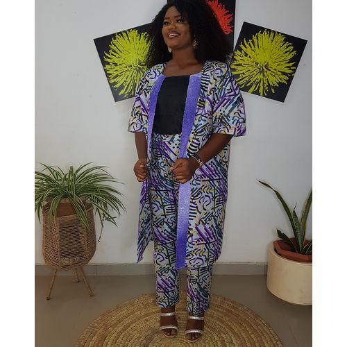 Ankara kimono jacket with skirt