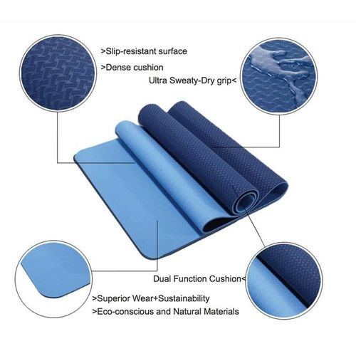 Generic Eco-friendly Dual-colored Yoga Mat With Carrying Bag - Blue - image 5