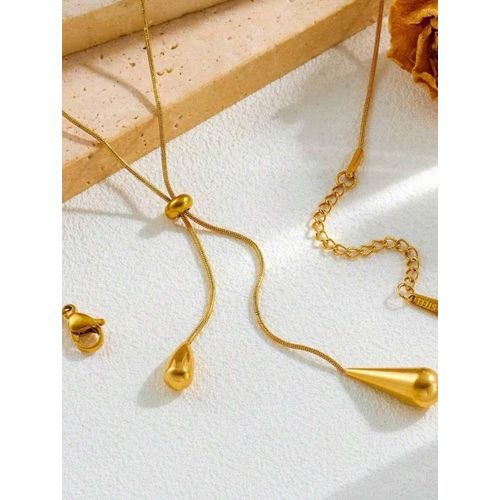 product_image_name-Fashion-African Chic! Stainless Steel Gold Adjustable Y-Shaped Teardrop Pendant Necklace. Exquisite, Stylish, and Versatile Jewelry.-5