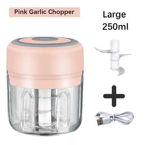 250ML Pink USB Wireless Electric Garlic Masher Sturdy Press Mincer  Vegetable Chili Meat Grinder Food Chopper Kitchen Tools