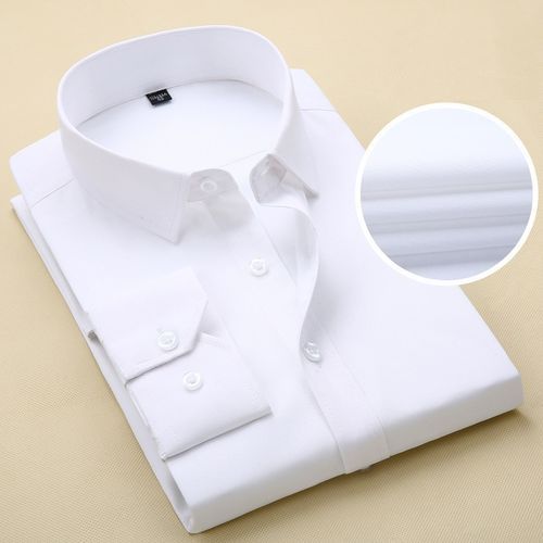 Fashion Men's Corporate Formal Quality Plain White Long Sleeve Shirt ...