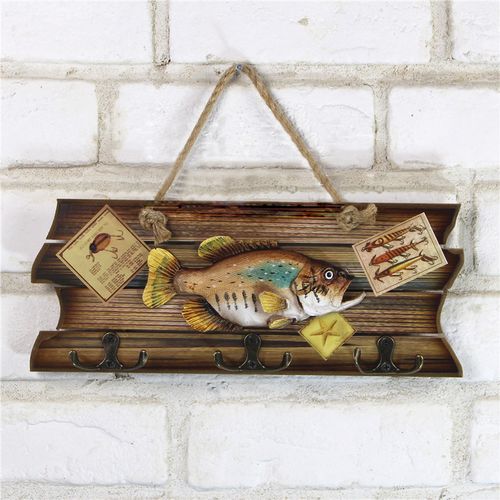 Generic Fashion Hat Clothes Hook Wooden Simulation Fish Hook Fish Wall Hooks  Hangers Hanging Home Room Decoration Wall Decor Christmas Decoration Large  One Size