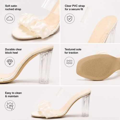 Baolihua Elegant White Summer High Heels，Clear Block Heel Open Toe Slide Sandals - image 4