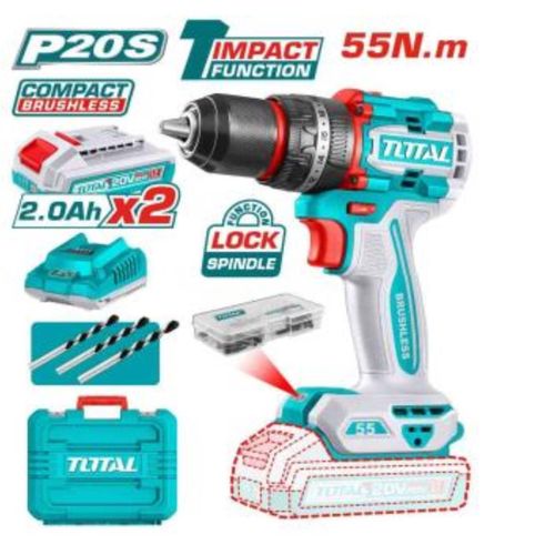 product_image_name-TOTAL-20V Compact Impact Brushless Drill with Charger & Batteries 55nm-1