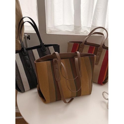Fashion Multicolor Stripe Canvas Bag - image 4