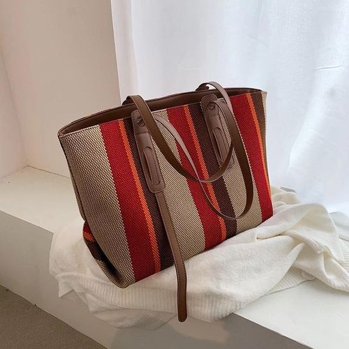 Fashion Multicolor Stripe Canvas Bag - image 5