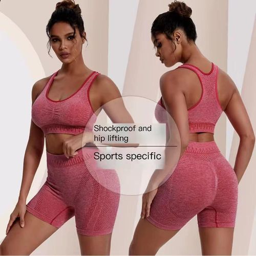 product_image_name-Fashion-2pcs Gym/Yoga Bra Top and Shorts - Black Colour-3