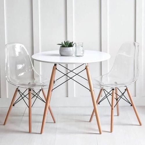 Generic Luxury Dinning Round Table AND  2 Transparent Chairs