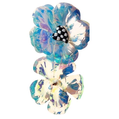 product_image_name-Fashion-Sun-Catcher Crystal Flower with Embedded Checkered Heart-shaped Earrings-2