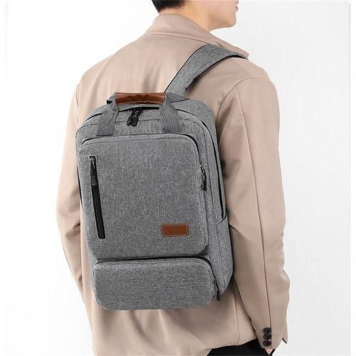 Generic EiFESS 3pcs Backpack Set Laptop Backpack Shoulder Bag Small Pocket Grey - image 2