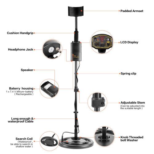Generic SMART SENSOR AR944M Underground Metal Detector Main Control Unit Gold Digger Treasure Hunter Tool Battery Finder 10 Inches - image 2