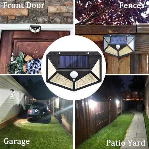 WakeView 2pcs 100 LEDs Solar Wall Lights with Motion Sensor Night Light Outdoor Light - image 3