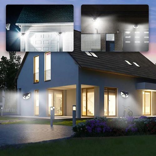 WakeView 2pcs 100 LEDs Solar Wall Lights with Motion Sensor Night Light Outdoor Light - image 4