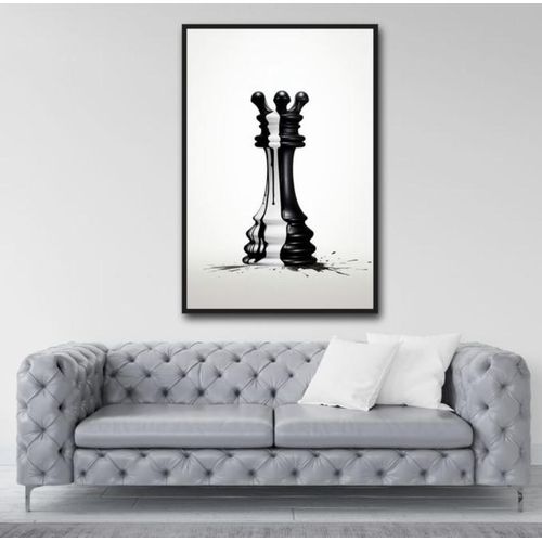 product_image_name-Generic-The Battle of Queens Canvas Art – Framed Black and White Wall Décor-1