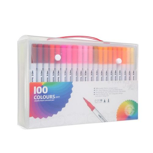 Generic 100 Colors Markers Pens Studay School Brush Fineliners