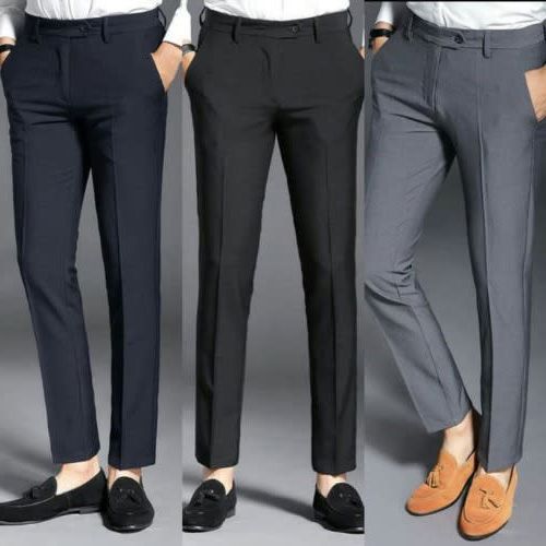 Generic 3 Pcs Cute & Smart Suit Trousers - Black, Ash & Navy Blue