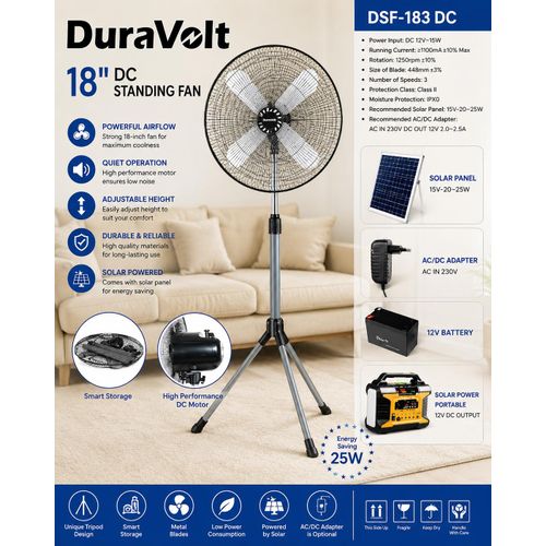 Duravolt  18-Inch DC Standing Fan (DSF-183 DC) – Powerful Inverter-Compatible Cooling Solution - image 3