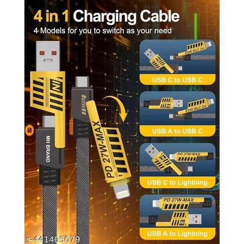 Generic 4 In 1 Superfast Charging Data Cable Charger - Lightning Charger /Type C Charger /Android Charger - image 2