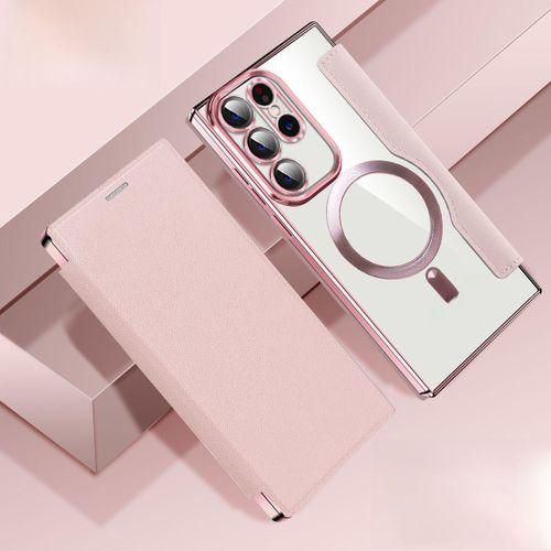 product_image_name-Generic-Samsung S24 Ultra Plating Magnetic Mag Safe - Samsung Galaxy S24 Ultra Leather Flip Case, Fit for MagSafe-1