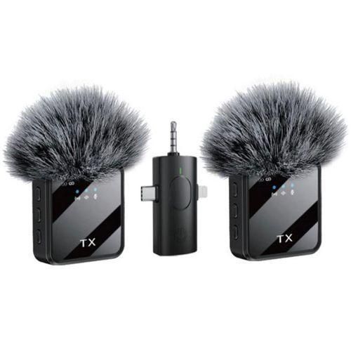 Generic F11-2 Dual Noise Cancelling Wireless Microphone With 3 in 1 Receiver For iPhone,Type C and Camera