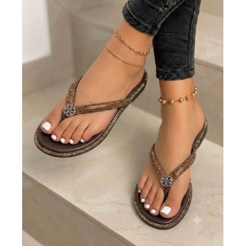 Fashion Glittery ladies flat slippers