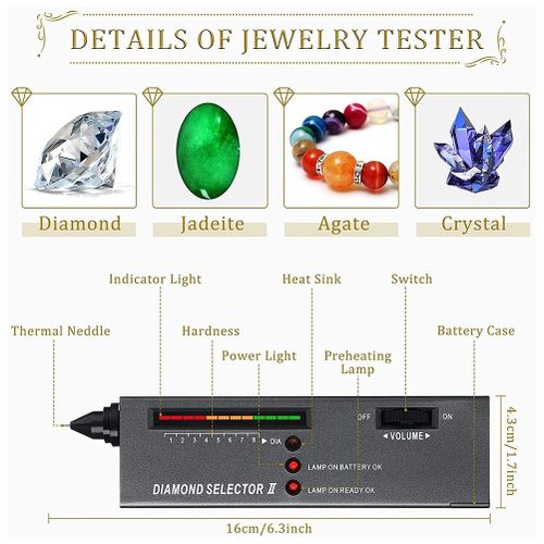 Diamond Selector Tester,Practical Jewelry Tester,Portable Jeweler Diamond  Testing Tool Kit,with 60X Illuminated Loupe 