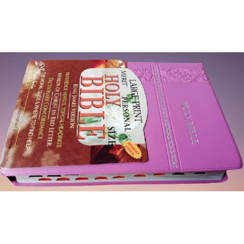 Generic Holy Bible KJV Large Print Merit Personal Reference Edition,Thumb index Pink Leather Color - image 5