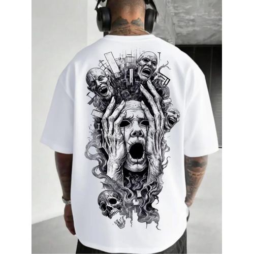 Fashion Horror Face Graphic Oversized T-Shirt