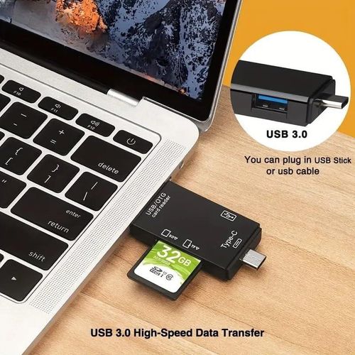 product_image_name-Generic-6 in 1 OTG Card Reader Type-C Micro USB Portable SD Memory For Type-C, Android Phone Or PC - Flash Drive-4