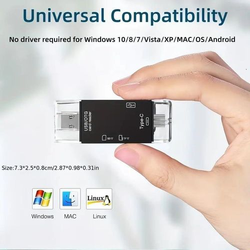 product_image_name-Generic-6 in 1 OTG Card Reader Type-C Micro USB Portable SD Memory For Type-C, Android Phone Or PC - Flash Drive-7