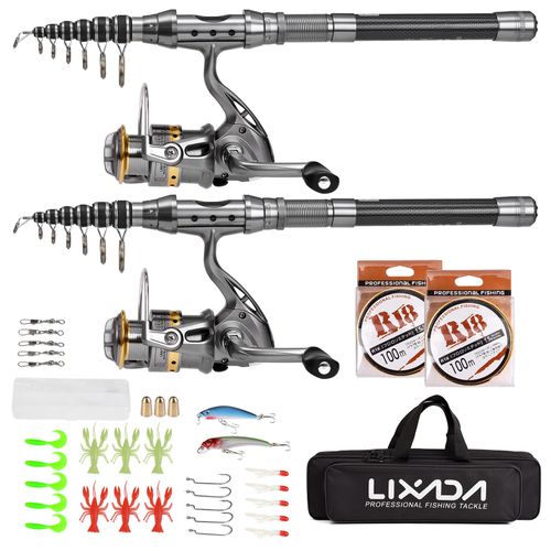 Lixada Fishing Pole Combo Set 2PCS Rod And Reel Telescopic Fishing