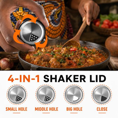KITCHA 6-Piece Rotating Glass Spice Jar Set – 360° Rack, Transparent, Sealed Lids - image 4
