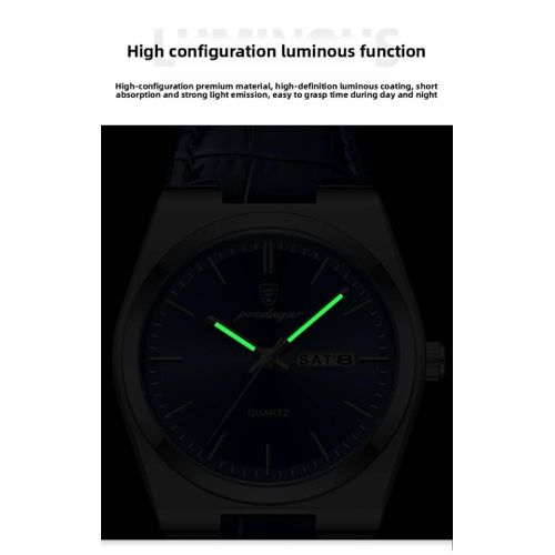 product_image_name-POEDAGAR-Super High Quality Stainless Steel & Black Leather Wristwatch - Water Resistant-2