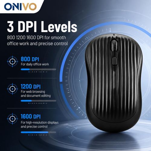 ONIVO Dual Mode Wireless Mouse 2.4G and Bluetooth Rechargeable Silent Click 3 Level DPI Mint - image 7