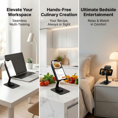 product_image_name-Generic-360° Rotation Metal Phone Stand, Foldable & Adjustable, Stable Holder for All Phones Black-6