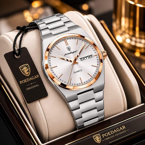 POEDAGAR Curren Original Quality Functional Silver/Gold Chronograph Wristwatch For Classy Men