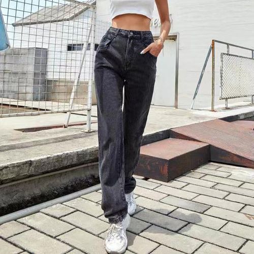 Fashion (30701Black)High Waist Loose Jeans For Women Cotton Comfortable  Fashion Casual Straight Leg Baggy Pants Mom Jeans Washed Boyfriend Jeans  New ACU