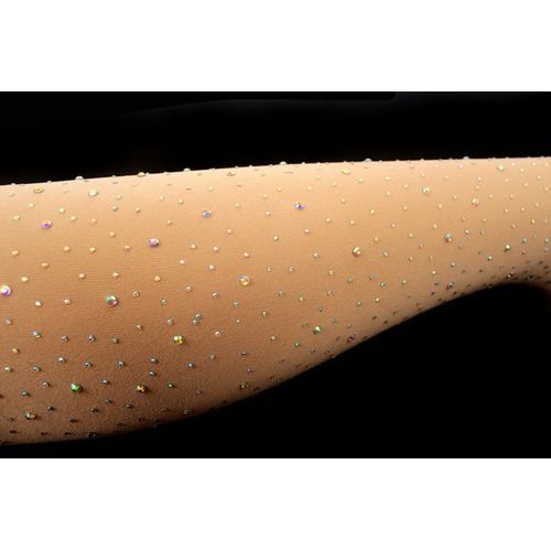 Fashion Sexy Women Plus Size Rhinestone Tights 100d Bling Nude_M