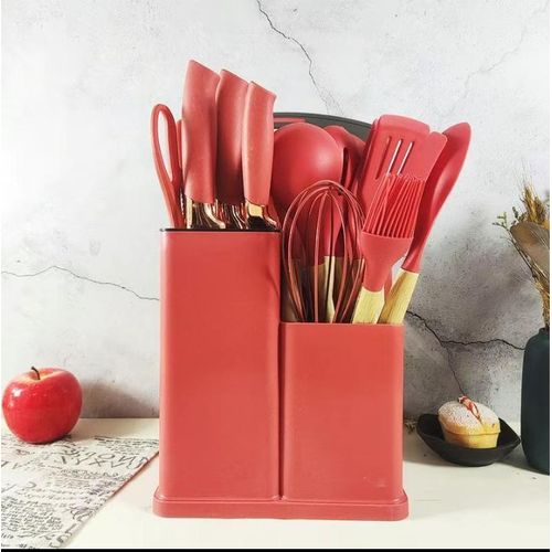 product_image_name-Generic-19pcs Silicone Cooking Spoon Set With Chopping Board and Knives-1