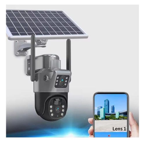 Generic Solar Powered Dual Lens Cctv 4G Simcard Rotational Camera