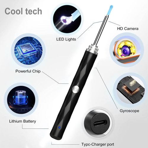 product_image_name-Generic-Wireless Ear Wax Removal Tool with Camera, Smart WiFi Ear Cleaner Otoscope with Ultra-Clear Lens and Ear Pick-Black-4