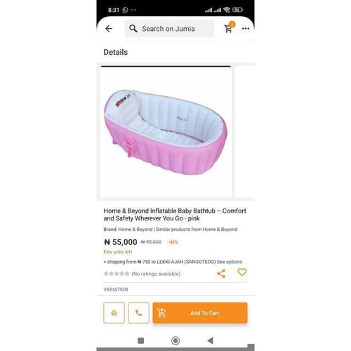 Generic  Inflatable Baby Bathtub Foldable Portable Bath Tub for Babies 0-3 Years - image 2