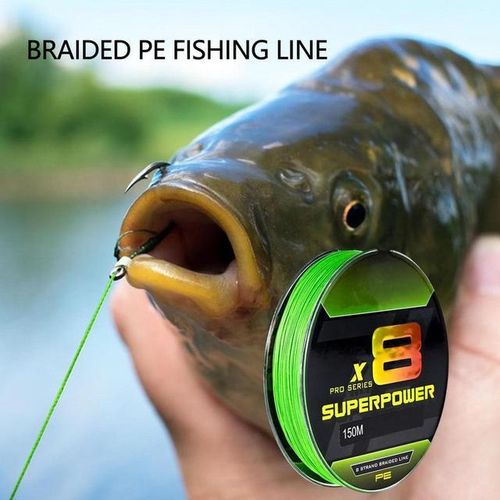 Generic Braided Fishing Line Fluorescent Green Low Memory Ice Fishing Braid  Line 164 Yards Abrasion Resistant 8 Strands Superline For