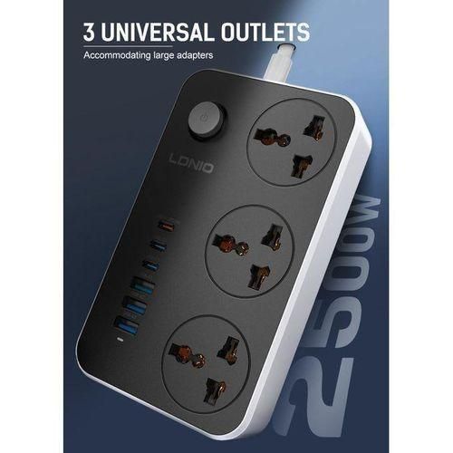 LDNIO Ldnio-2500W Universal Power Socket 20W PD Fast Charging+ 3 Type C and 3 USB PORT - image 5