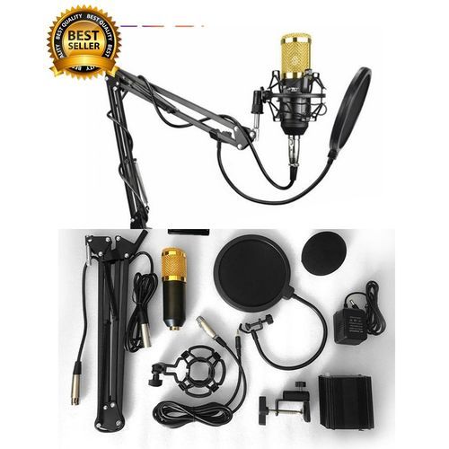 BM-800 Condenser Mic Kit: Studio, Pop Filter, Scissor Arm, V8